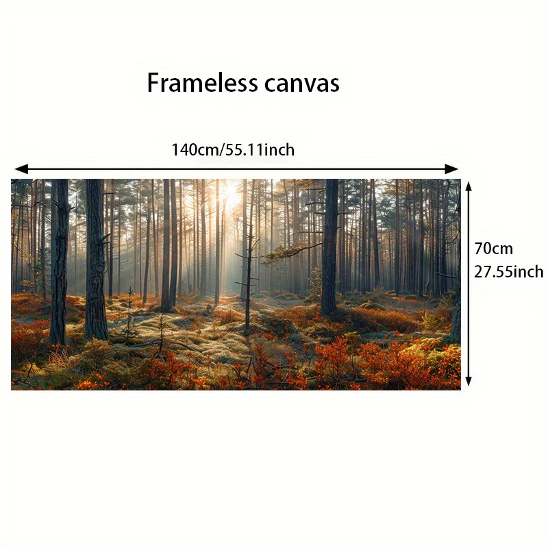 TEMU Large Frameless Canvas Art - Vibrant Forest Scene, 27.55" X 55.11" Modern Landscape With Golden , Ideal For Living Room And Bedroom Decor,