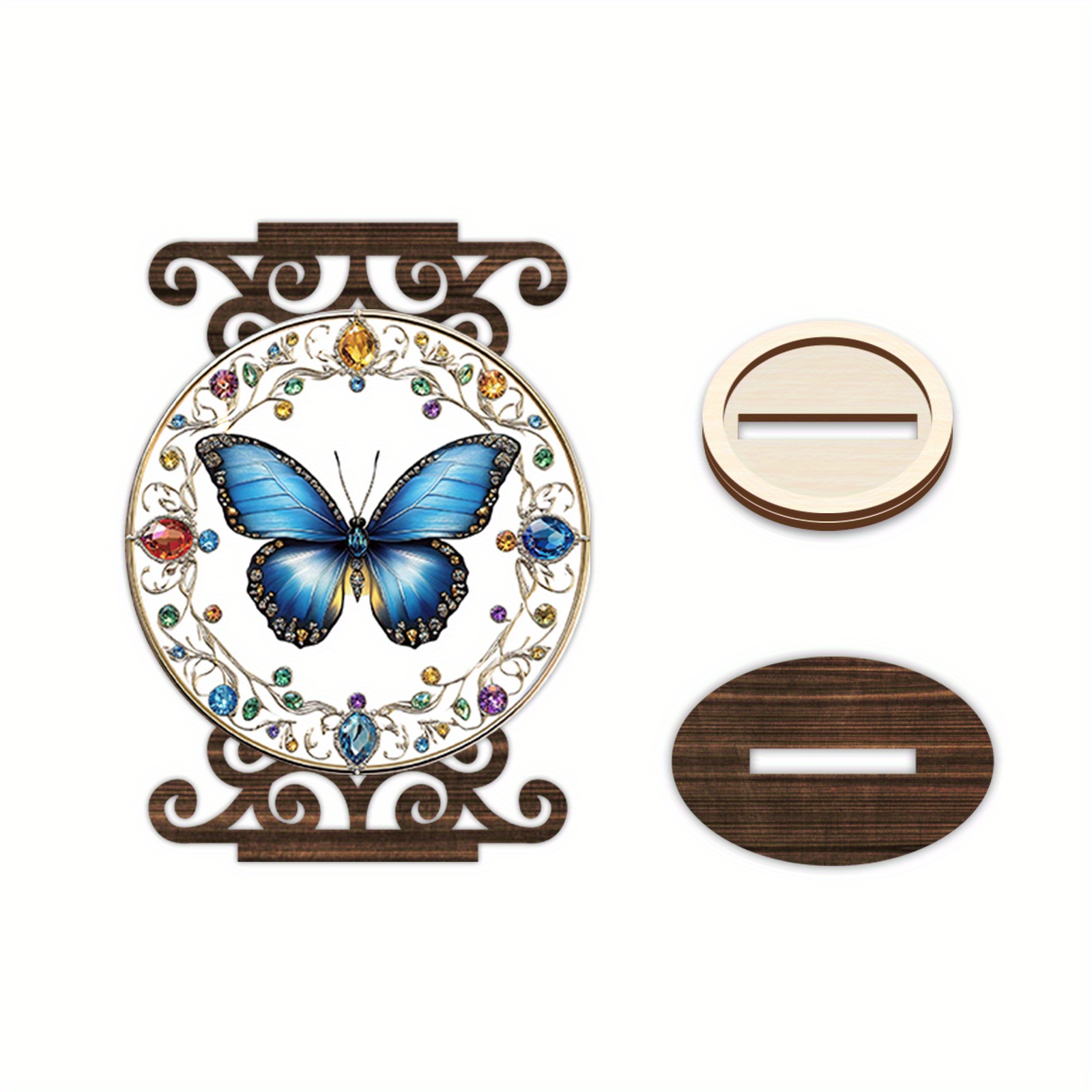 3pcs blue   wooden candle holders wood tabletop holders with double sided print   wood grain suitable for living room bedroom decor candles not included perfect gift for christmas