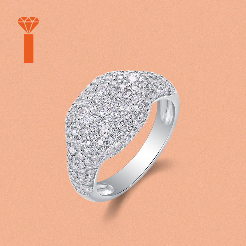 Dome Set Moissanite Bridal Ring in S925 Silver