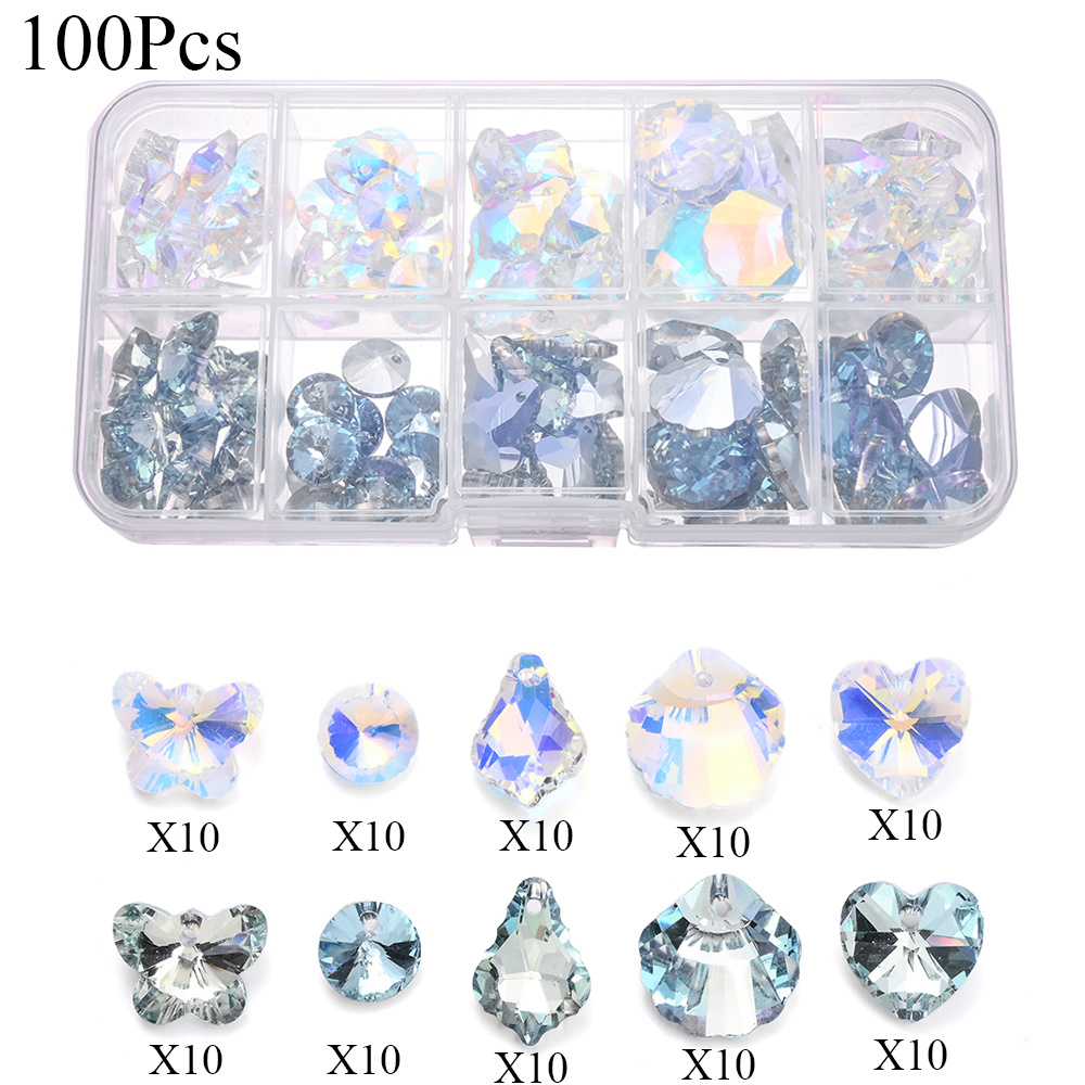 a set 100 assorted colored crystal beads including round - Temu