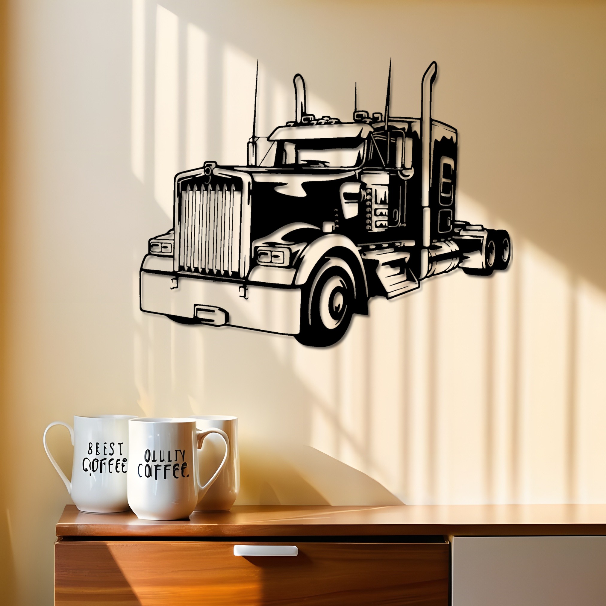 TEMU 1pc Metal Wall Art Black Iron Truck Design Laser Cut Wall Decor For Boys Room Garage Perfect Gift For Truck Lovers