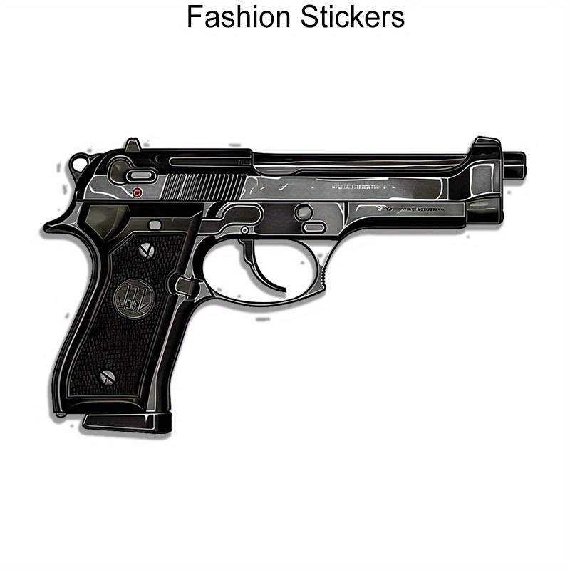1 pvc gun-shaped sticker, durable   - suitable for laptops, water bottles, macbooks, cars, trucks, suvs, motorcycles, windows, walls, toolboxes, guitars, scooters - designed for automotive accessories 0