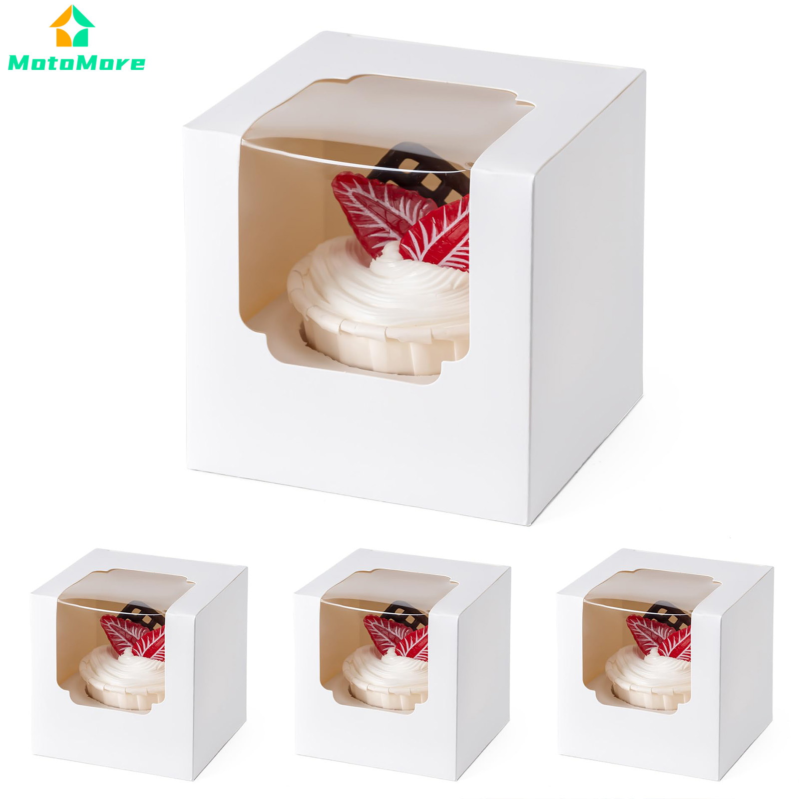 

50 Pack Individual Cupcake Containers, Cupcake Boxes With Window, Food Grade Cupcake Holders With Inserts, Stackable Deep Cupcake Carrier