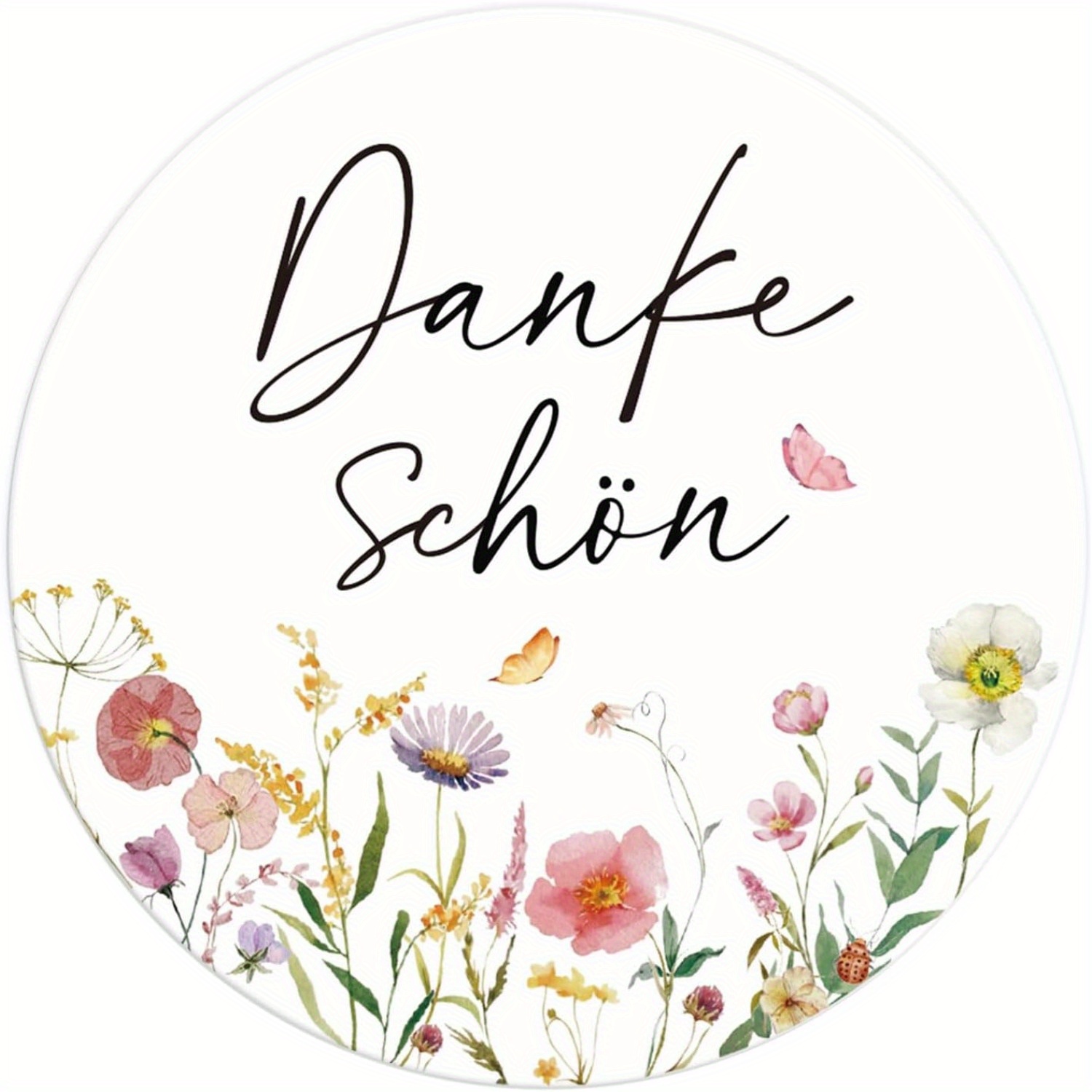 E-shop 60 Deutsche "Danke" Aufkleber 4 cm - "Danke" Aufkleber im Blumenstil - "Danke" Etiketten Selbstklebend - "Danke" Aufkleber für Papierbeutel,