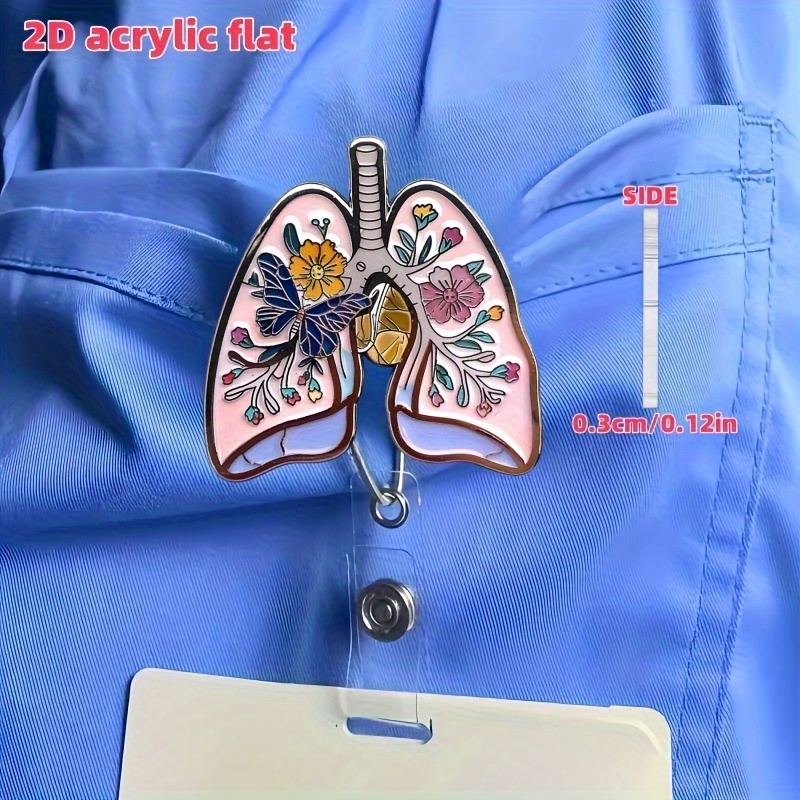 TEMU 2d 1pc Of Bright Acrylic Badge Holder With Retractable Cord- Nurses, Doctors, Medical Students- Durable, 360-degree Rotatable, Includes Name Tag