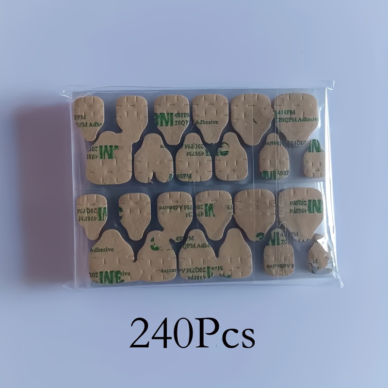 Image of 240pcs Strong Adhesive Double-sided Nail Stickers - Odorless, Breathable Jelly Adhesive, Suitable For Almond-shaped Medium-length Stickers, With Nail Gel Fixing