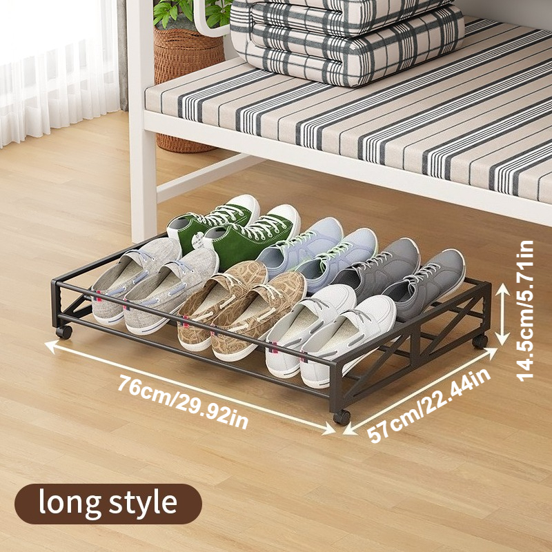 TEMU Étagère à chaussures avec roulettes pour sous le lit ; une à chaussures portable et simple ; un support de rangement encombrant pour sous les