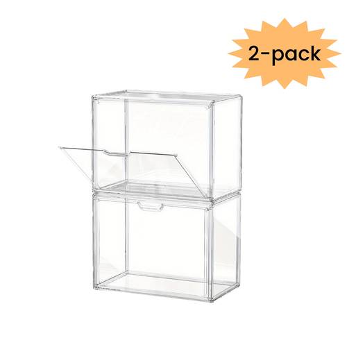 2 4 pack multifunctional luxury bag display case commercial display cabinet for figures sneakers clear stackable storage box with magnetic door ideal for shoes helmets hats books handbags cosmetics