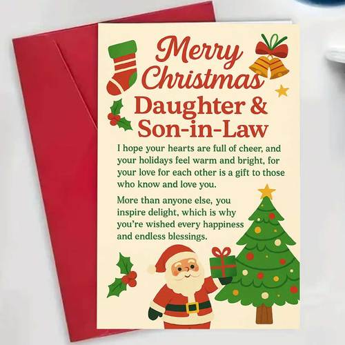a christmas card for your daughter and son in law expressing holiday perfect for family gifting spreading joy during the envelope card seasonal greetings holiday theme festive illustrations