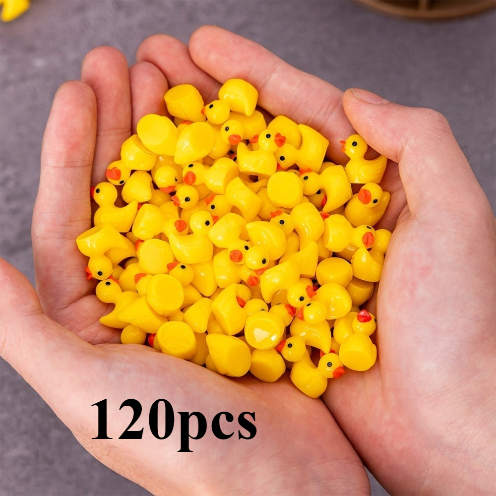 TEMU 60/120pcs Mini Ducks, Yellow Small Resin Ducks In Bulk, Decorative Duck Figurines For Decorating Garden Aquariums, Potted Plants, Decorative