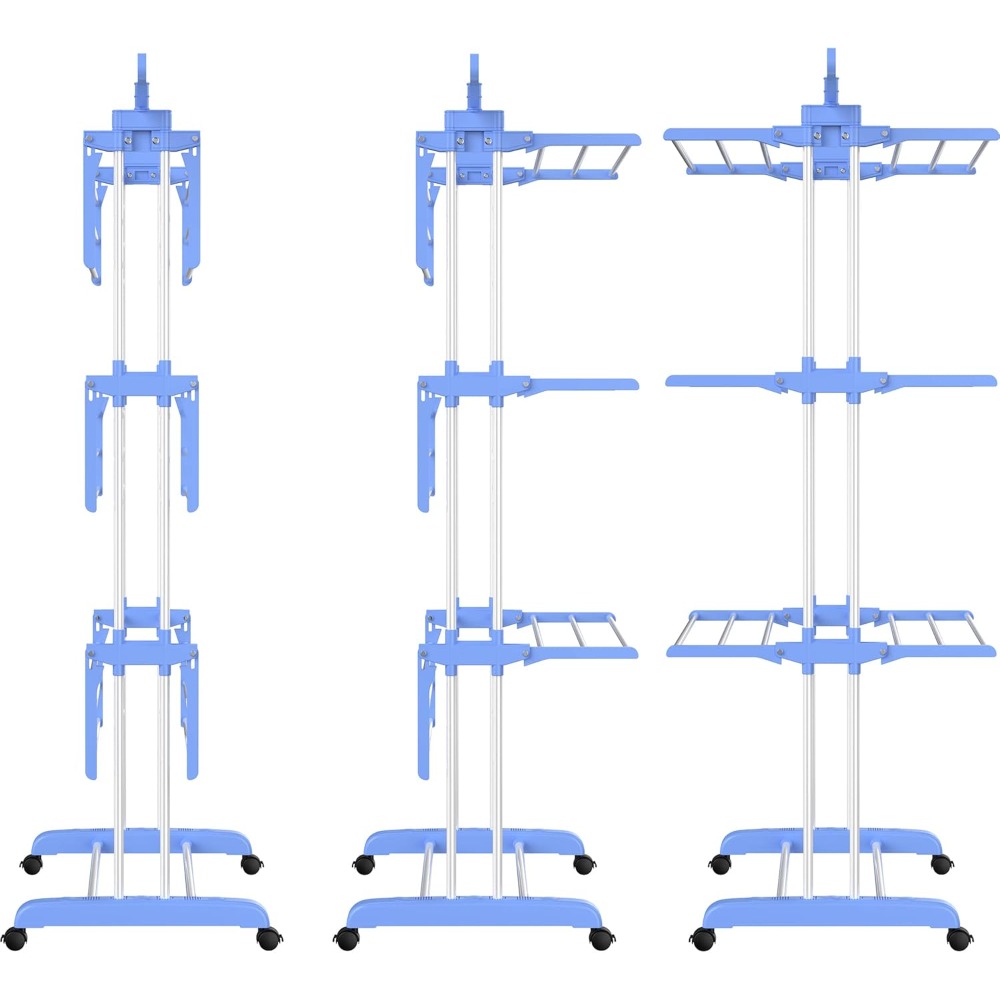 TEMU Large Clothes Airer, Foldable Clothes Drying Rack Laundry 4-tier, Moveable, 63.5 X 128 X 173cm, Stainess Steel, Folding Wings, Indoor Outdoor