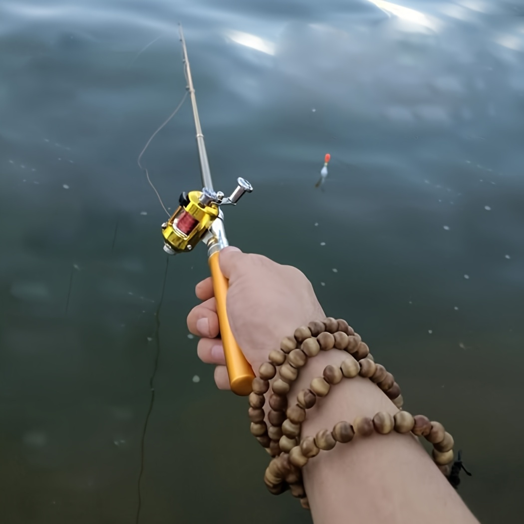 2pcs Set: 100.0Cm Fishing Rod + Reel, Pen-  Mini Fishing Rod, Foldable Small Fishing Rod – Suitable for Outdoor Leisure Fishing,  , Ice Fishing, Reservoirs, Lakes, And Saltwater Casting.