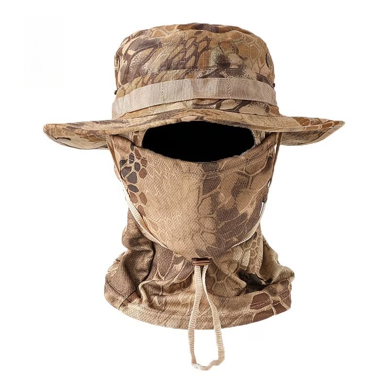 TEMU Full-face Bucket Hat, With A Detachable , Breathable Wide-brimmed Camouflage Hat, Unisex, Suitable For Outdoor Fishing And Hiking, Without