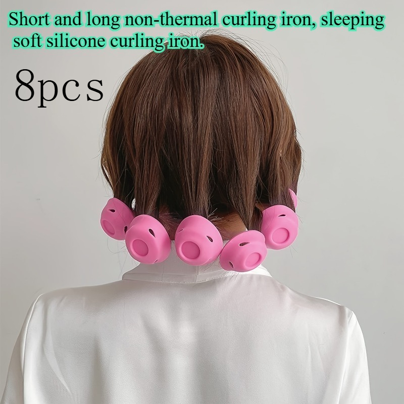 TEMU 8 Bigoudis Souples Chaleur, Rouleaux à Cheveux Adaptés au Sommeil, Convient à Tous Types de Cheveux - Bigoudis Chaleur