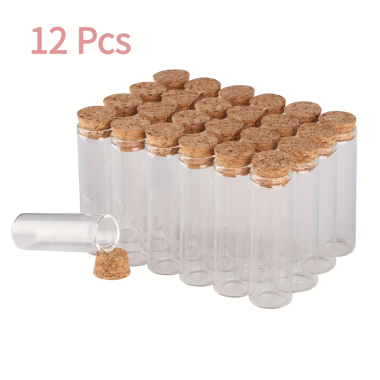 E-shop 6/12 Stück 20 ml Klare Glas Reagenzgläser mit Korkstopfen, Kleine Mini Wunschglas Flaschen, Kleine Geschenke