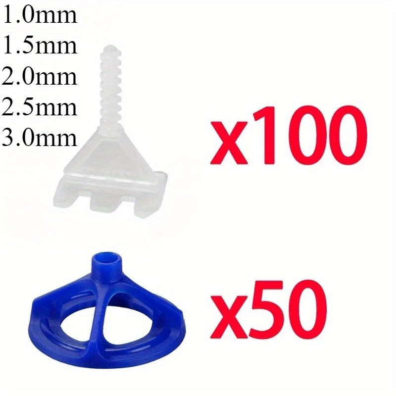A Set Of 150pcs Including 100 Spiral Bases And 50 Blue Screw Caps, Reusable Spiral Tile Leveling System For Tile Leveling Manual Tile Laying Tool Kit 1/1.5/2/2.5/3mm
