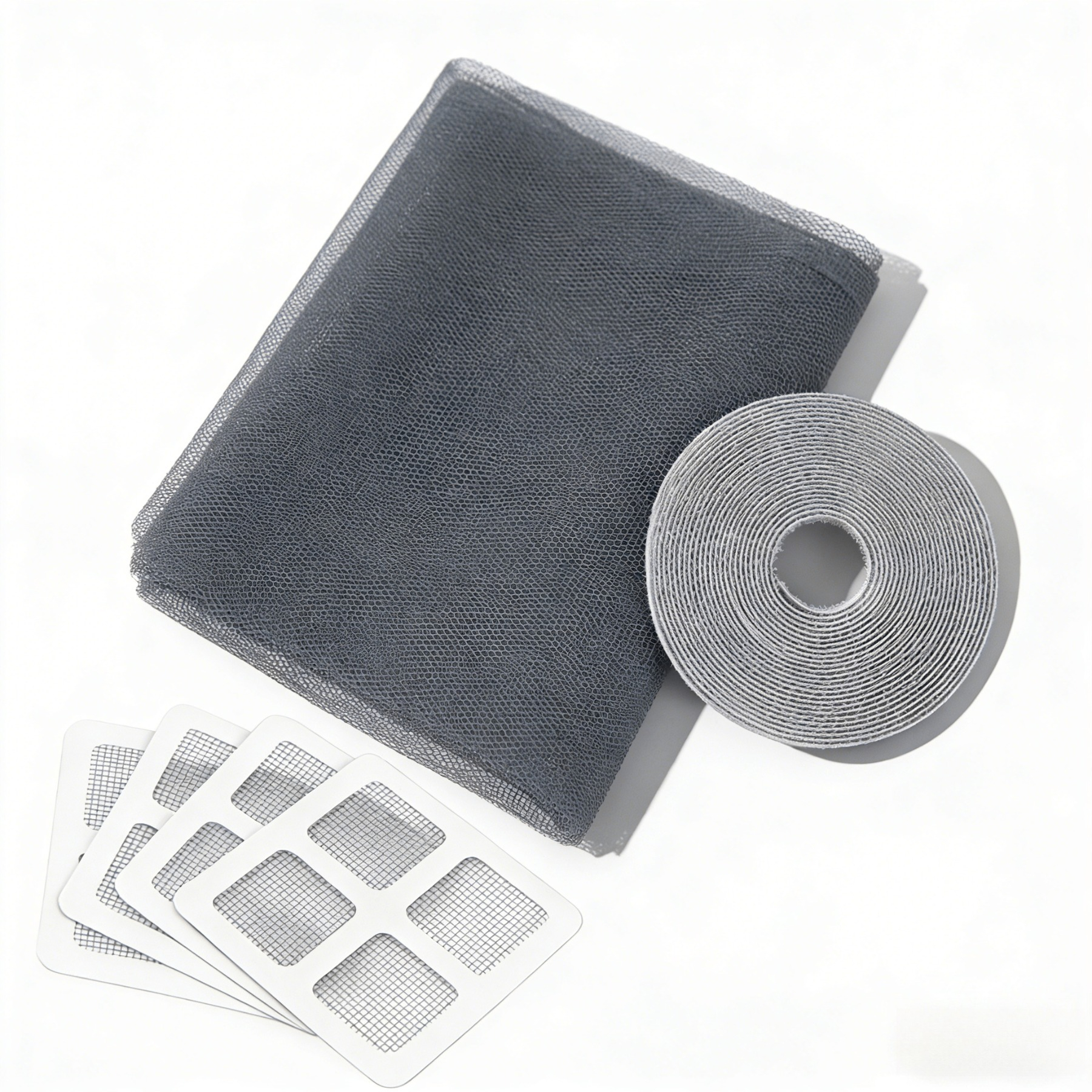 TEMU 6pcs Summer Window Screen Set (1pc Self-adhesive Window Screen And 1pc Tape And 4pcs Repair Patches), Self-adhesive Mesh Net, No-drill Invisible