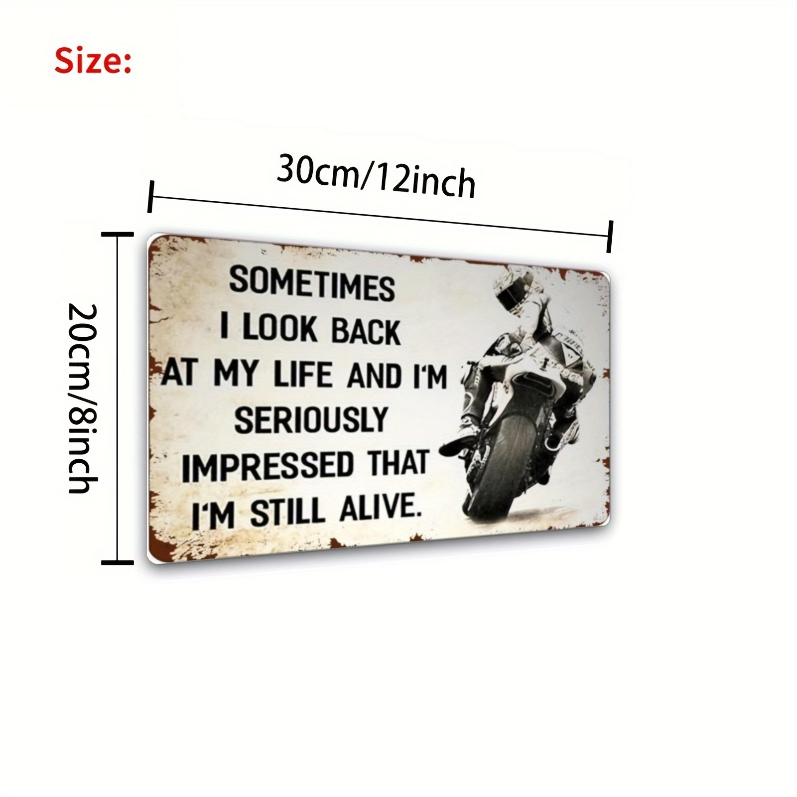 TEMU 2d Flat, 2d Flat 1pc Vintage Biker Tin Sign I At My Life Quote Rustic Aluminum Wall Plaque With Motorcycle Illustration Home Decor Bar , 2d Flat