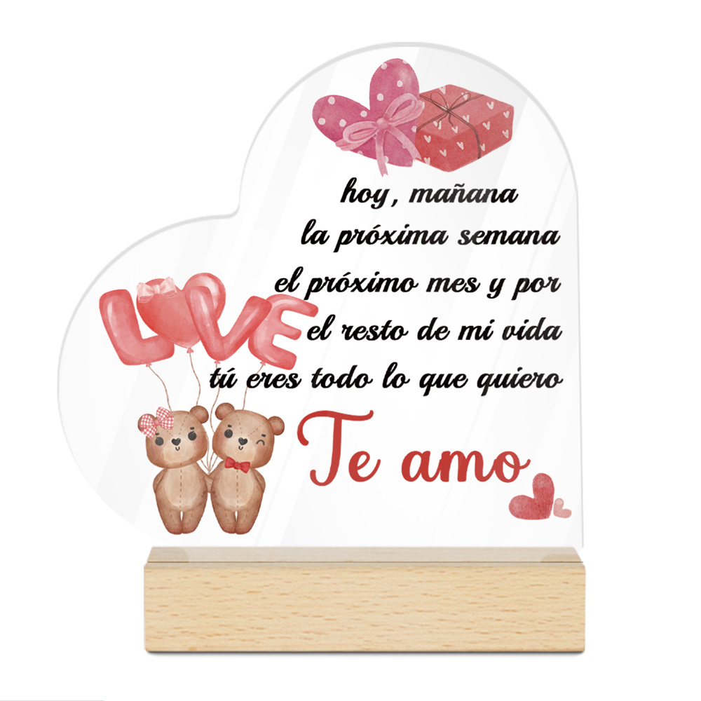 TEMU Decoración Putuo 1pc Acrílico de con Base de Madera para Decoración de Mesa, Tú Todo , Decoración de Escritorio para de Estilo Granja, Regalo
