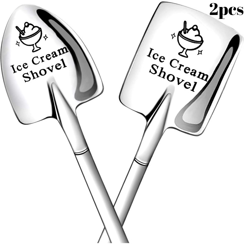 TEMU Set de 2 pelles à glace - Cadeau amusant et affectueux (cadeau d'anniversaire/de fêtes pour et ), cuillères à dessert de qualité supérieure en