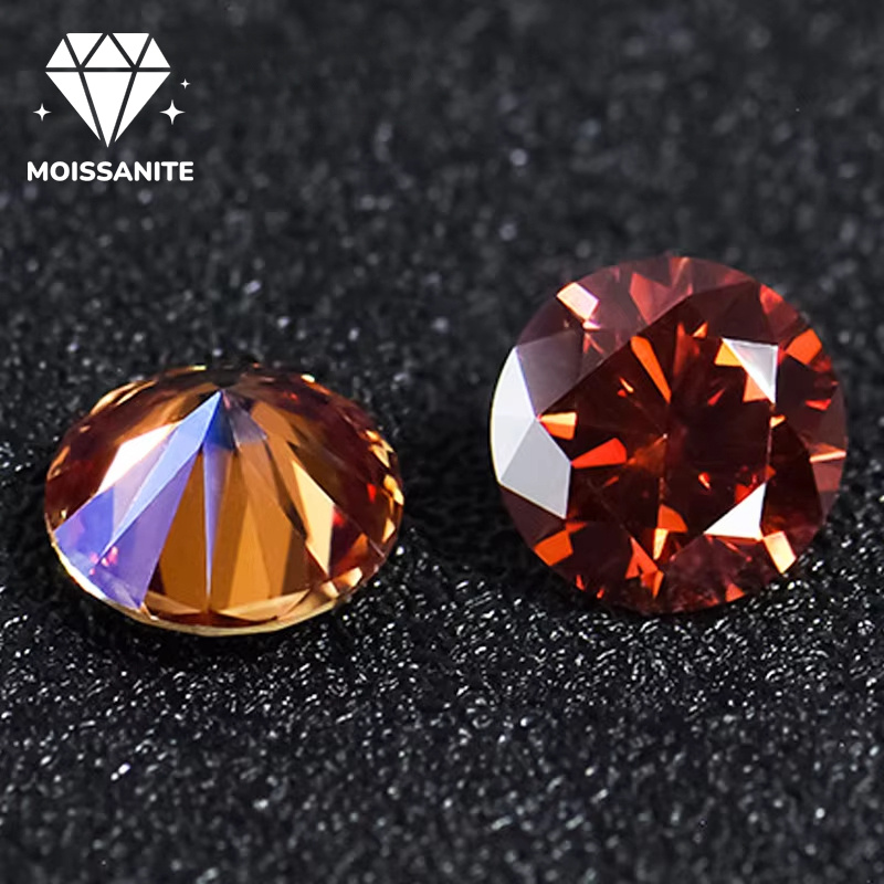 1pc spark grow 0 5 1 2 3 5 carat watermelon red round cut moissanite moissanite alternative with pink to purple color transition four prong setting   stone for ring pendant necklace jewelry making real gra certificate engagement ring stone   certified moissanite