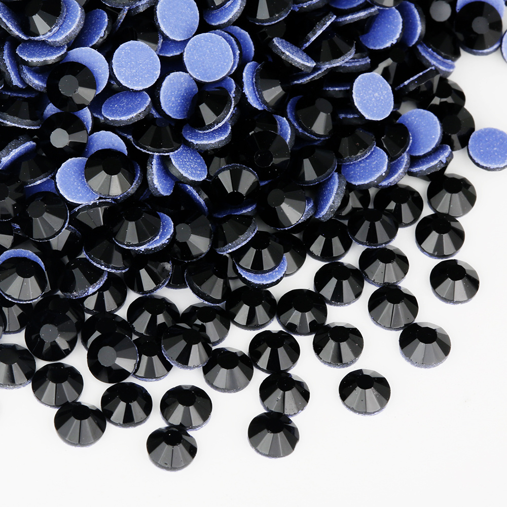 TEMU Black Hotfix Rhinestones, High- Flatback Hotfix Rhinestones - Round Synthetic Gemstone Iron-on Rhinestones, Glass Craft, For Diy, Clothing