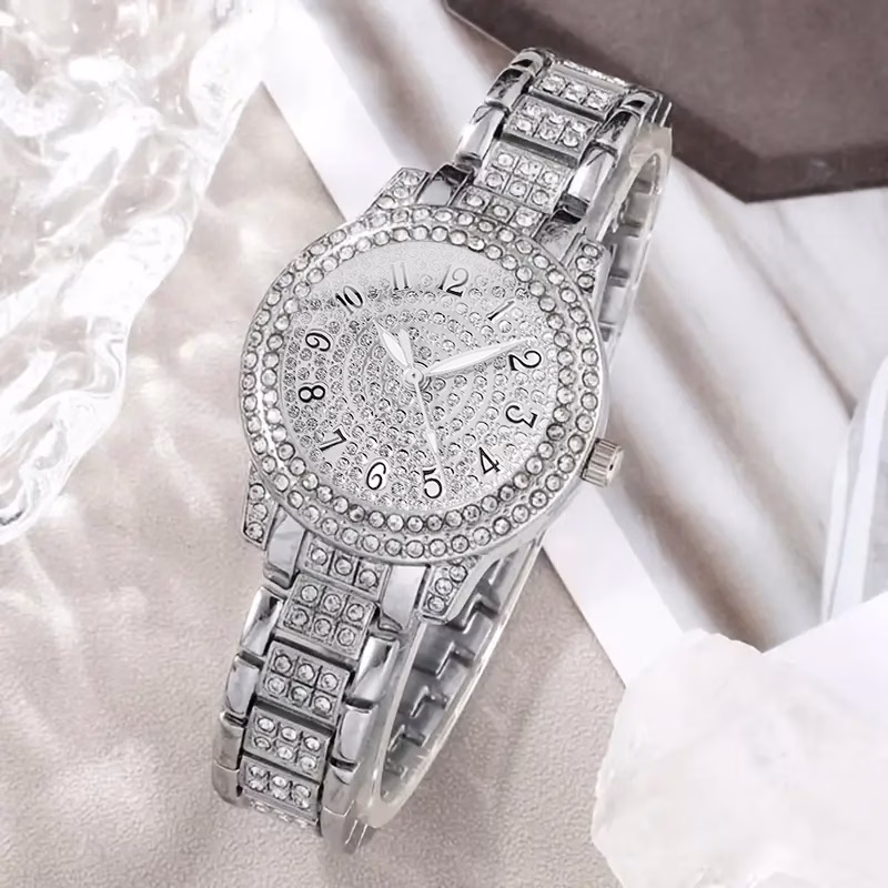 6pcs set watches for women set with 5pcs bracelet necklace earrings ring jewelry for women set elegant womens watches valentines day birthday christmas gifts for women reloj de mujer watches for women Product details 18