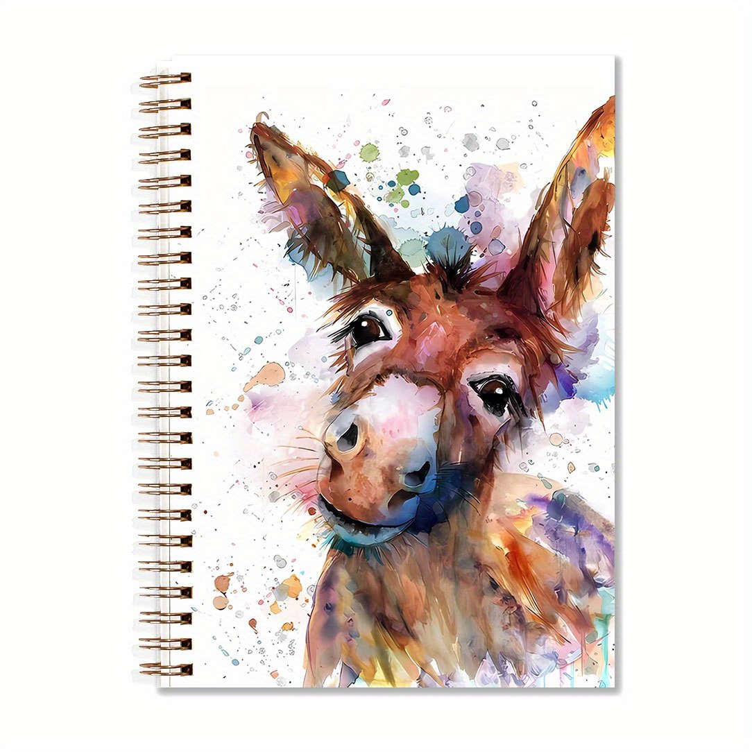 

[1pc Cute Donkey Notebook] 1pc Spiral Notebook, 50 Pages, 5.5x8.3 Inches, Animal Themed Writing Diary, Perfect Gift For Friends, Office Stationery, School Supplies, Birthday & Christmas