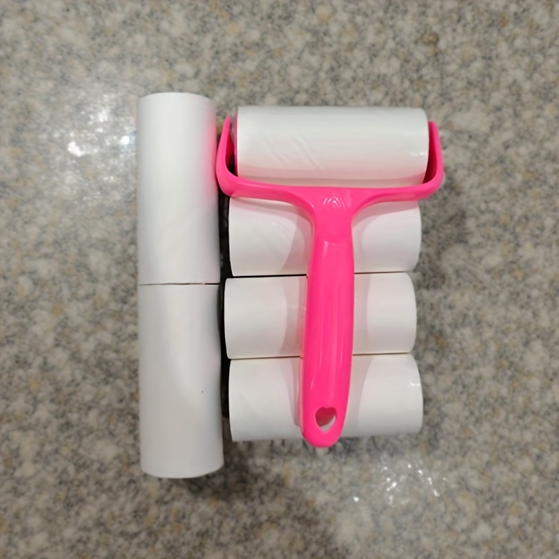 TEMU 1 Handle  6 Replacement Rolls, 360 Sheets, Velvet Brush Hand-tear Roll, Suitable For Clothing, Carpets, Car Seats, Durable Handle, No Power