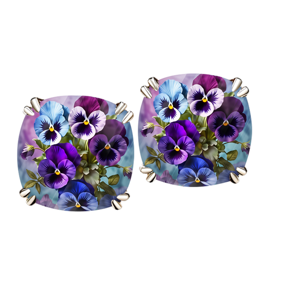 TEMU 2pcs Pansy Earrings Flower Earrings Nature Earrings Garden Earrings Glowing Earrings Plant Earrings Jewelry Additions Unique Jewelry Christmas