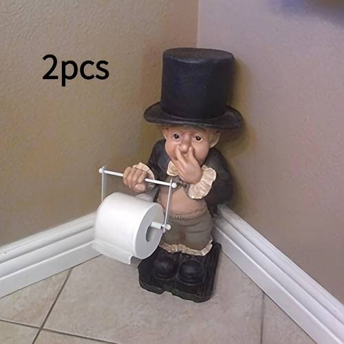 2pcs victorian manager statue toilet paper holder with top hat victorian themed resin freestanding bathroom tissue roll holder suitable for home office decor quirky fantasy suitable for home office use decorative gift ornament