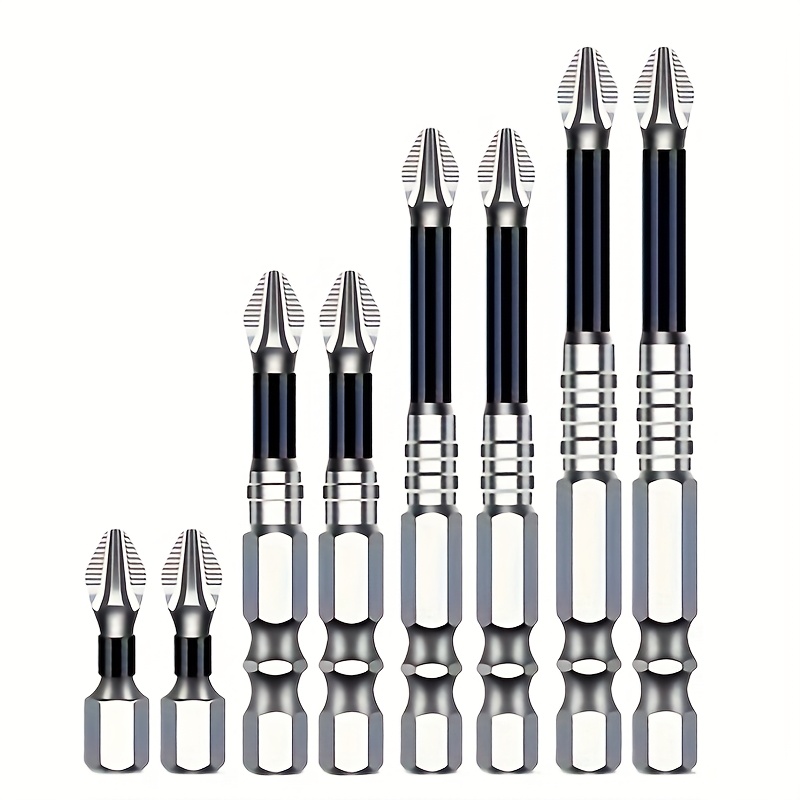 8pcs Heavy-duty Magnetic Screwdriver Bit Set With Anti-slip Magnetic Tips - Strong Magnetic Holding Power, Compatible With Phillips &-drill Bits (ph0-2, Ph3-4