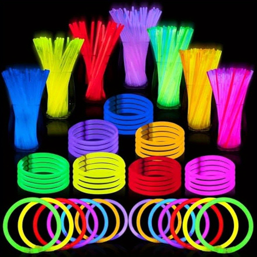 TEMU Syncfun 200pcs Glow Sticks Bulk 8" Glowsticks, Glow Stick Bracelets Necklaces, Glow In The Dark Party Favors, Easter, Christmas, Halloween Party