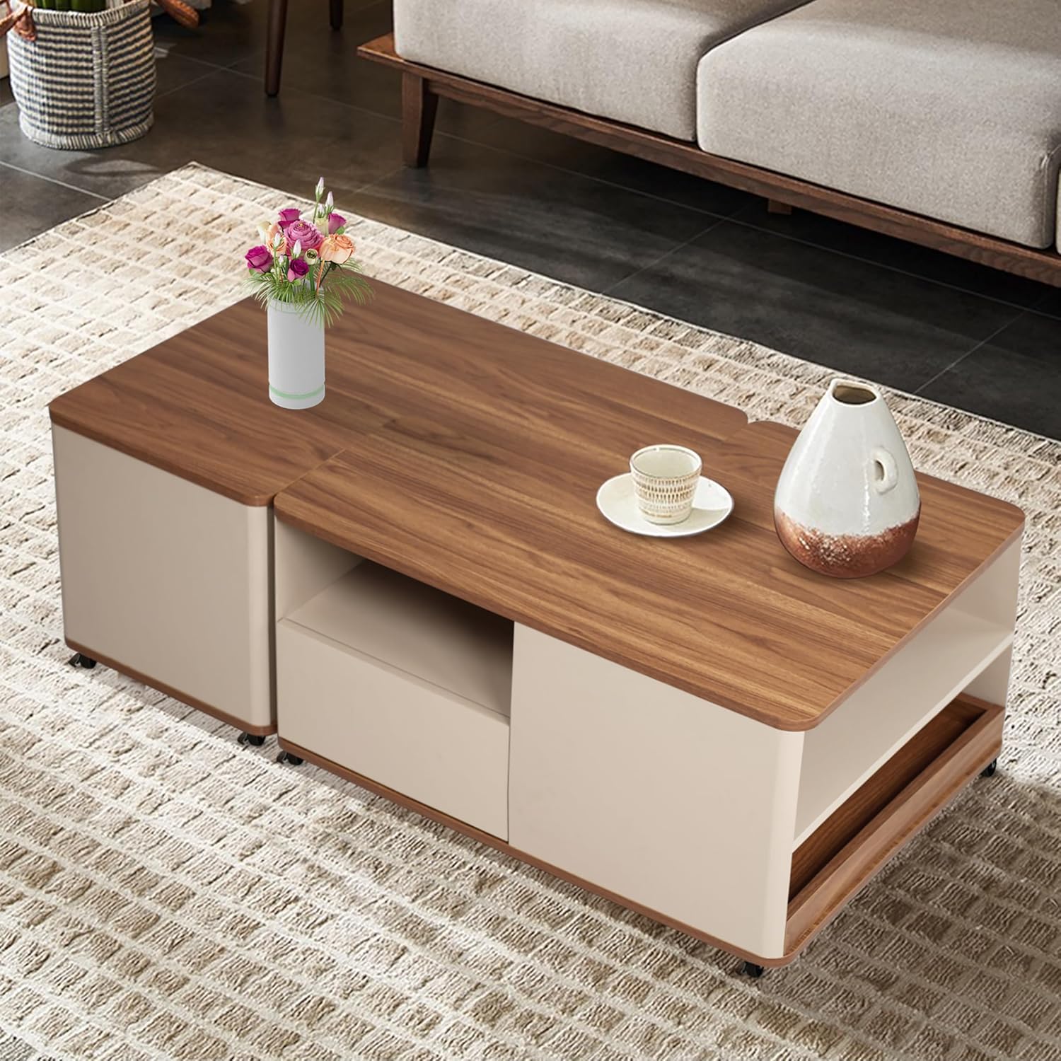 Living Room Table | Side Table | Sofa Table | Storage Coffee Table | Modern Living Room Table | Castor-mounted Mobile Coffee Table | Adjustable Rectangular Coffee Table | Room Side Table