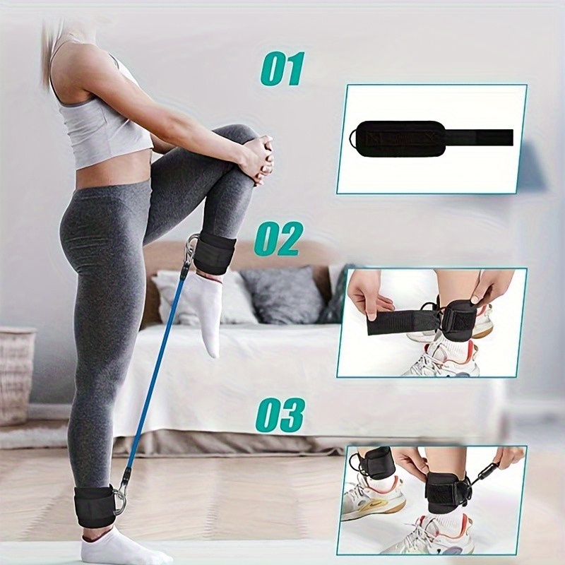 2/5pcs Fitness Rope Set, Leg Kicking Resistance Band Hip and Thigh Strength Training Ankle Strap Ties for Bodybuilding Pull-Up Rope