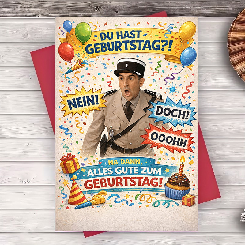 Image of Cards: 1 Card And 1 Envelope, Fun Birthday Card | Featuring Humorous Police Character And Holiday Balloons, Perfect For Birthday Parties And Celebrations (envelope Cards)