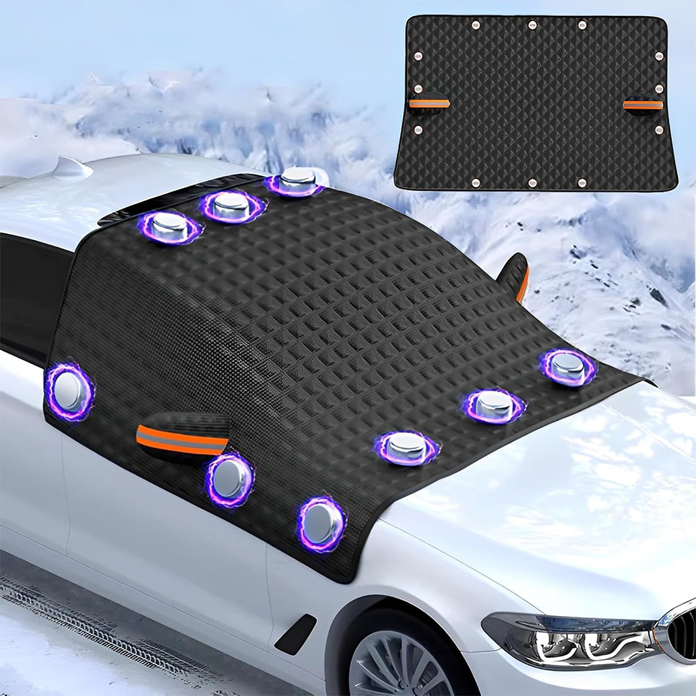 Image of Car Windshield Cover, Sunshade And Snow Cover With Magnet, Windscreen Frost And Freeze Protecting Cover With Side Window And Rearview Mirror Protector