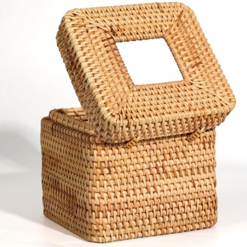 2pcs tissue box cover 5. 7 x 5. 7 x 5. 7 square tissue box cover decorative woven facial tissue holder with hinged top lid for home   desk living room dec, tissue box with storage, tissue box holder vintage, tissue box holder, home decor accessory, desk organizer, rustic home decor, elegant tissue case, handcrafted holder, durable woven material, decorative storage, woven tissue case, tissue box cover cube, cute tissue box holder,  ce decor and accessorie, tissue holder box Product details 2