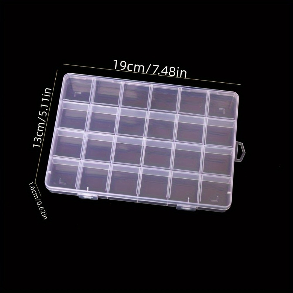 6pcs set clear plastic storage box with lid - 24-compartment organizer with dividers, durable   for jewelry, beads, screws, buttons & small parts - ideal housewarming gift, moving storage solution, compact & sturdy plastic case,  ,   material, home organizers, diy hobbyists Product details 1