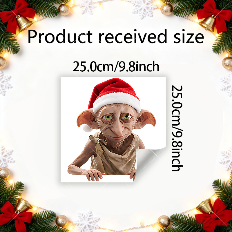 TEMU 1pc, Wb, "harry Potter" Dobby Christmas Window Decal Decoration, Suitable For Indoor And Outdoor Use, For Wall, Window, Porch, And Scene
