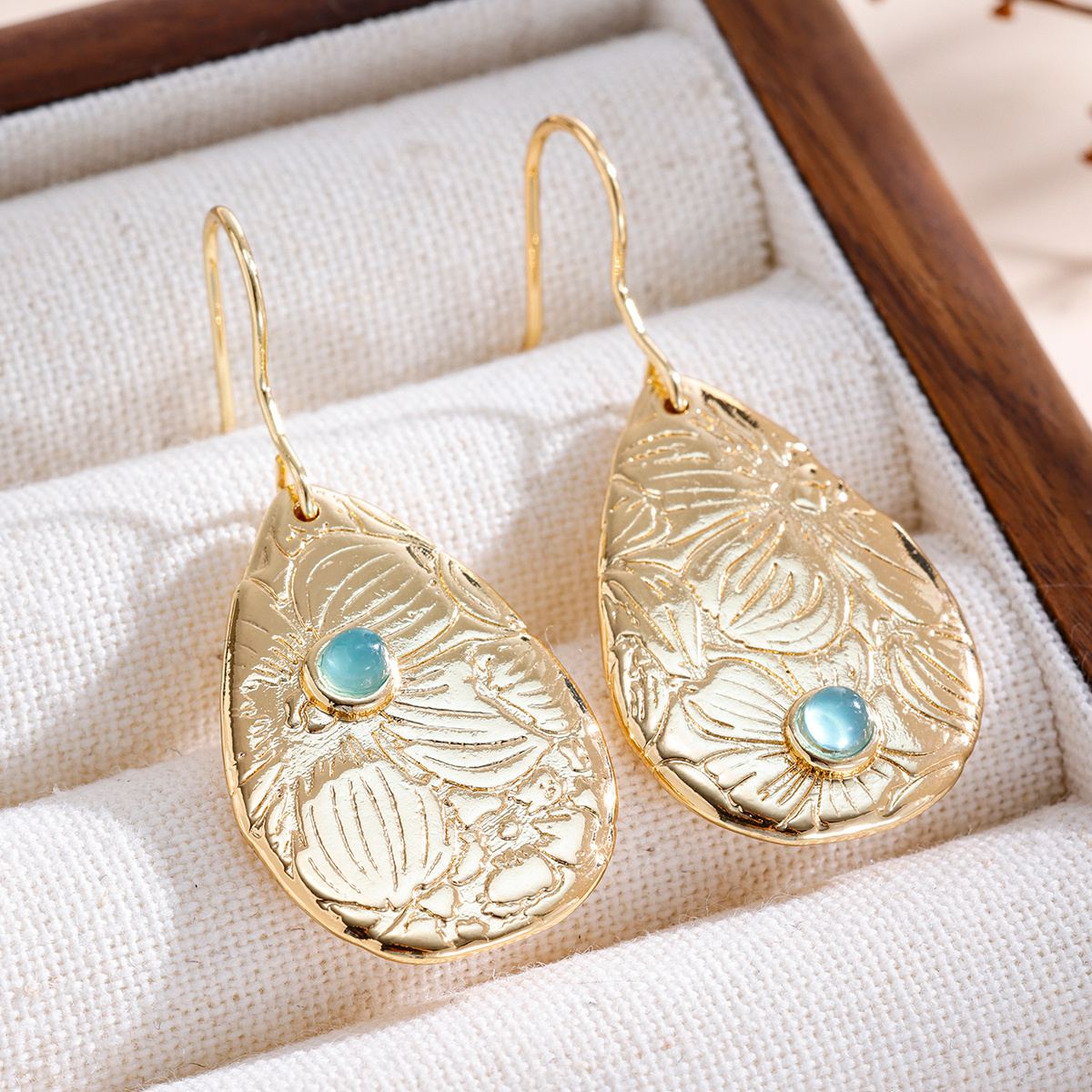 Women's Engraved Inlaid CZ Drop Earrings, Trendy Statement