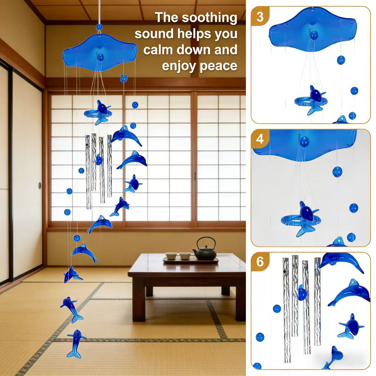 TEMU 1 Set Of Sapphire Wind Chime Ornament- Wind Chime, Ornament Bedroom And Balcony, Metal - Decoration, Valentine's Day, Mother's Day And Teacher's