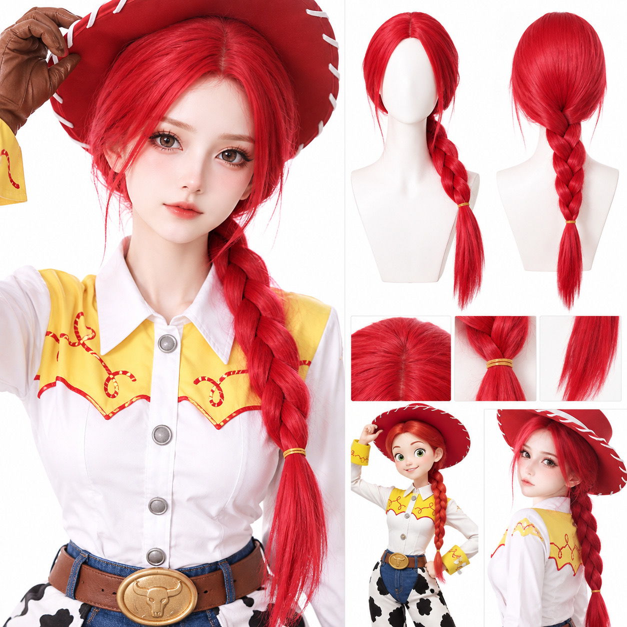 TEMU Wig Suitable For - Heat Resistant Wig With Single Side Braid, Breathable , Middle Part Long Straight Hair For Halloween, Parties, Photoshoots,