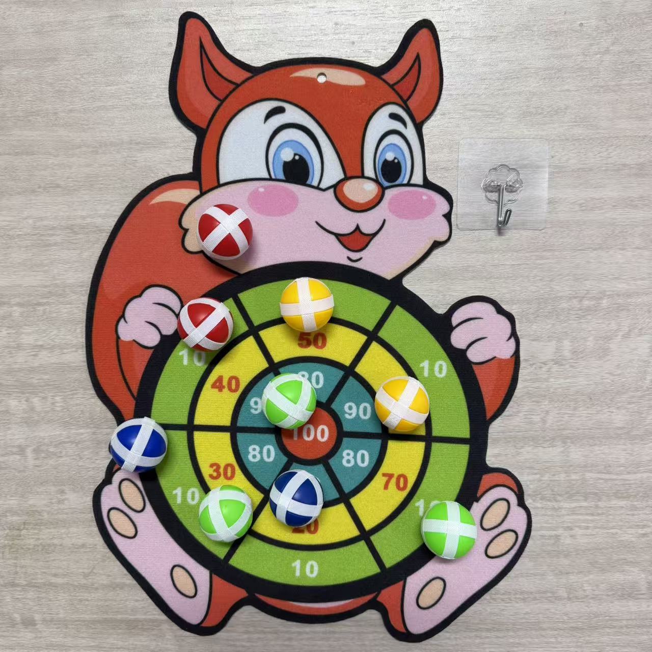 TEMU Juego de lanzamiento de cálculo de dardos de elefante, y zorro, 10 piezas (9 bolas + 1 tablero) - Juego de rompecabezas interactivo de dardos de