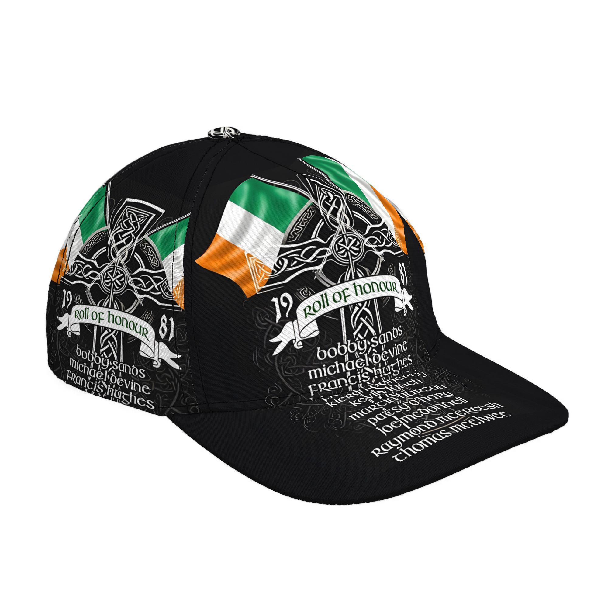 TEMU Baseball Cap With Roll Of Honor And Ireland Flag Style 2d Print Design, Suitable For Outdoor Activities And Commuting