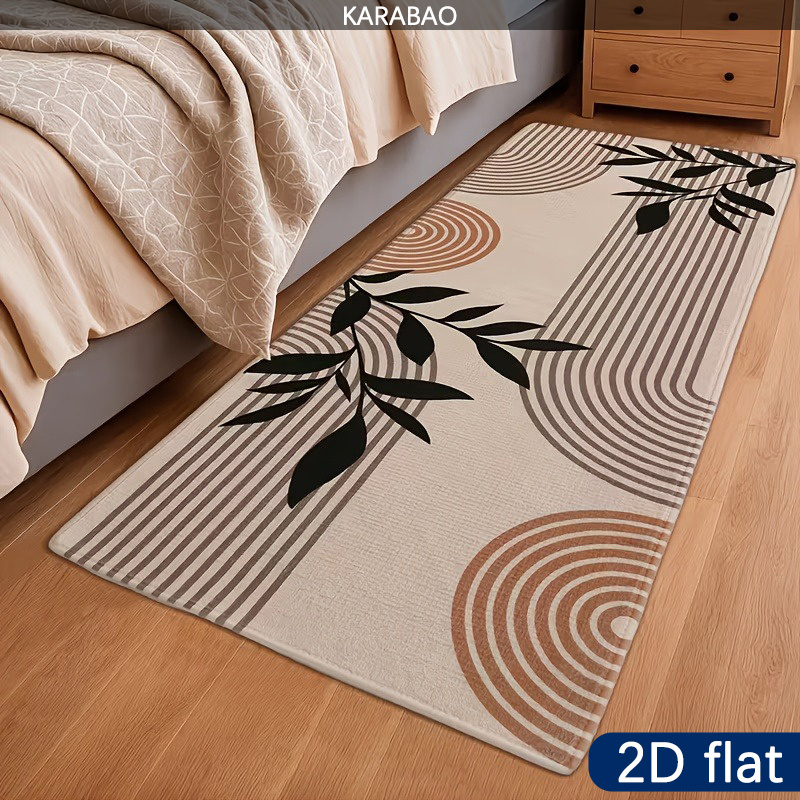 TEMU 1pc 2d Flat Printed Area Rug, Plaid Runner Rug, Suitable For Bedroom, Living Room, Hallway, Laundry Room, Bedside Rug, Floor Mat, Geometric