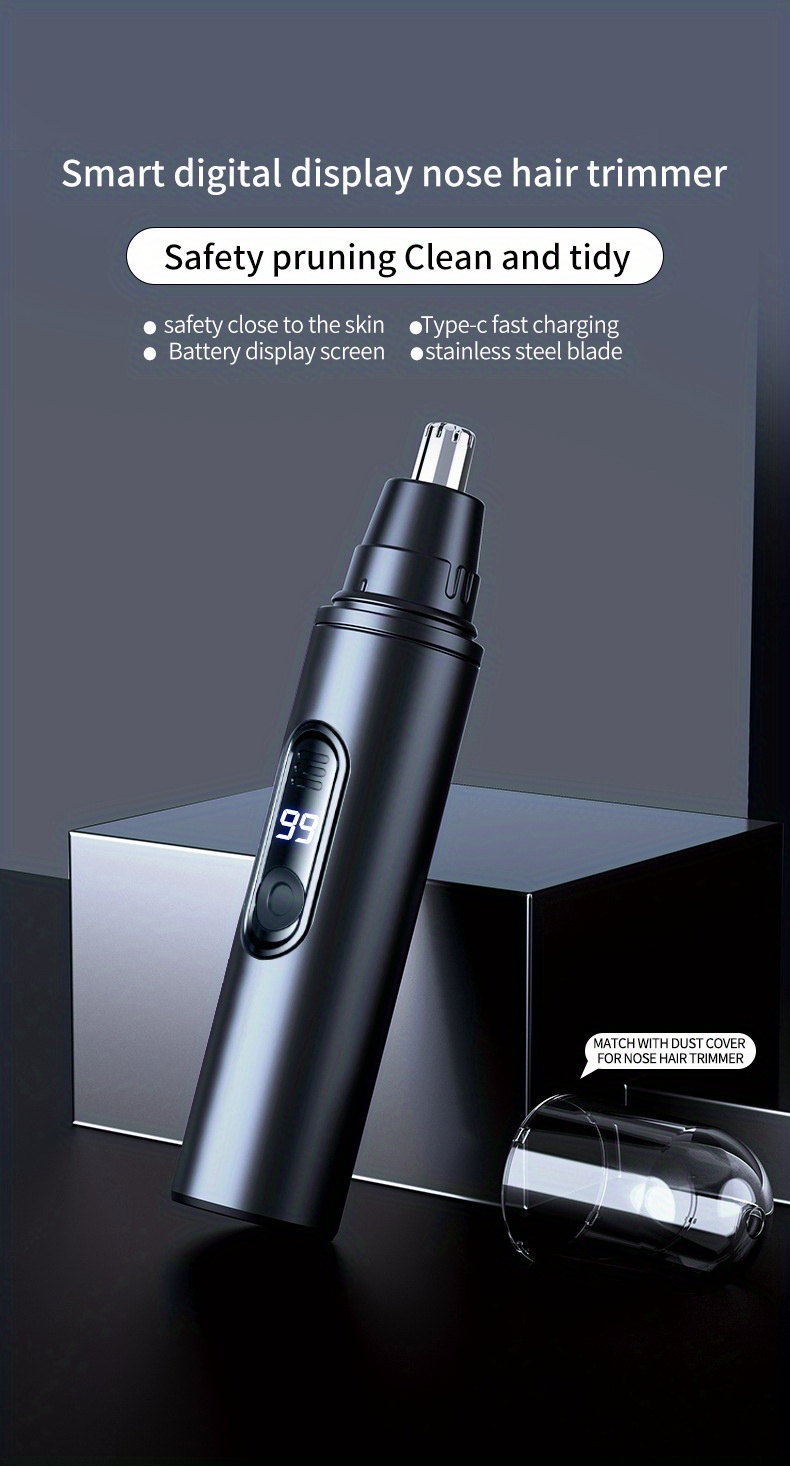 2 colors   stainless steel usb rechargeable nose ear hair trimmer with     silent operation portable wireless charging for men women Product details 0