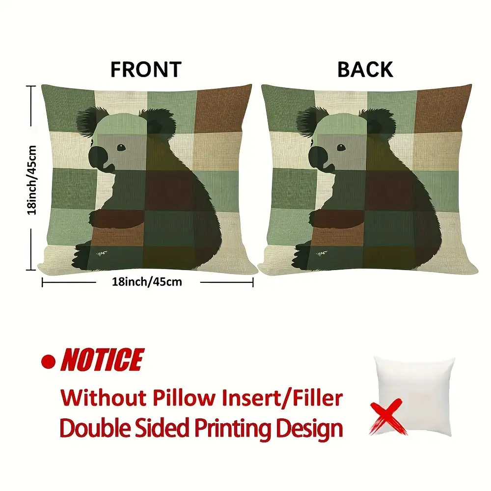 4pcs vintage koala pillow covers double sided printed koala   zipper closure machine washable for living room bedroom sofa car decor   minimalist bohemian home decoration no insert needed perfect housewarming gift bedroom accessories contemporary style durable fabric decorative pillows interior designers Product details 0