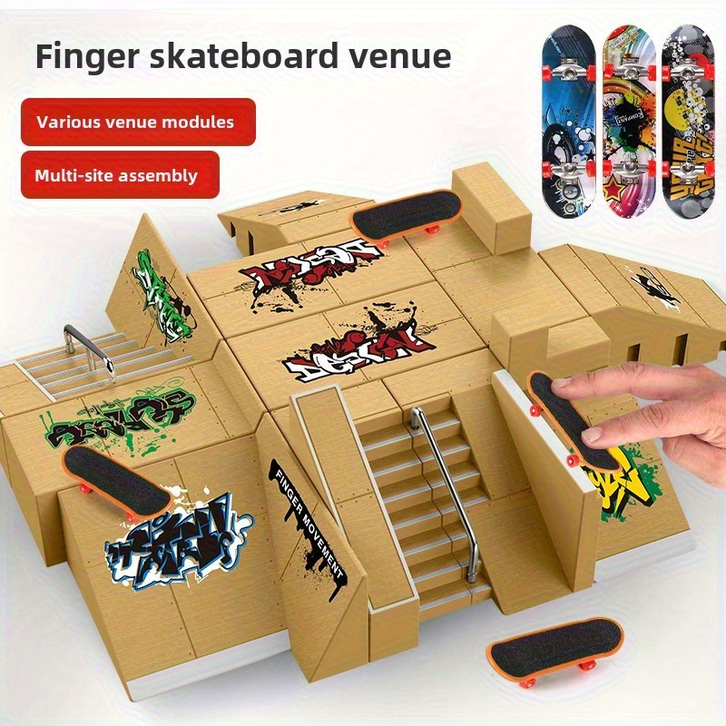 CHUANGOU 17 Pièces – Kit Skate Park Pour Doigts Avec 2 Planches, 2 Vélos, Rampe Et Outils – Dès 6 Ans