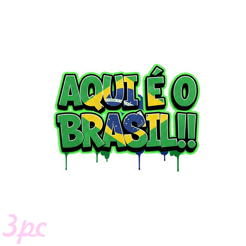 TEMU 3pcs, Brazilian Flag Pattern Heat Transfer Stickers - Iron-on Patches, Suitable For T-shirts, Pillows, Backpacks, Etc., Multicolor, Durable,